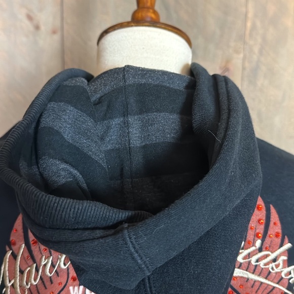 Harley-Davidson black hoodie jacket with wings and bling detail Size Large - Picture 7 of 13